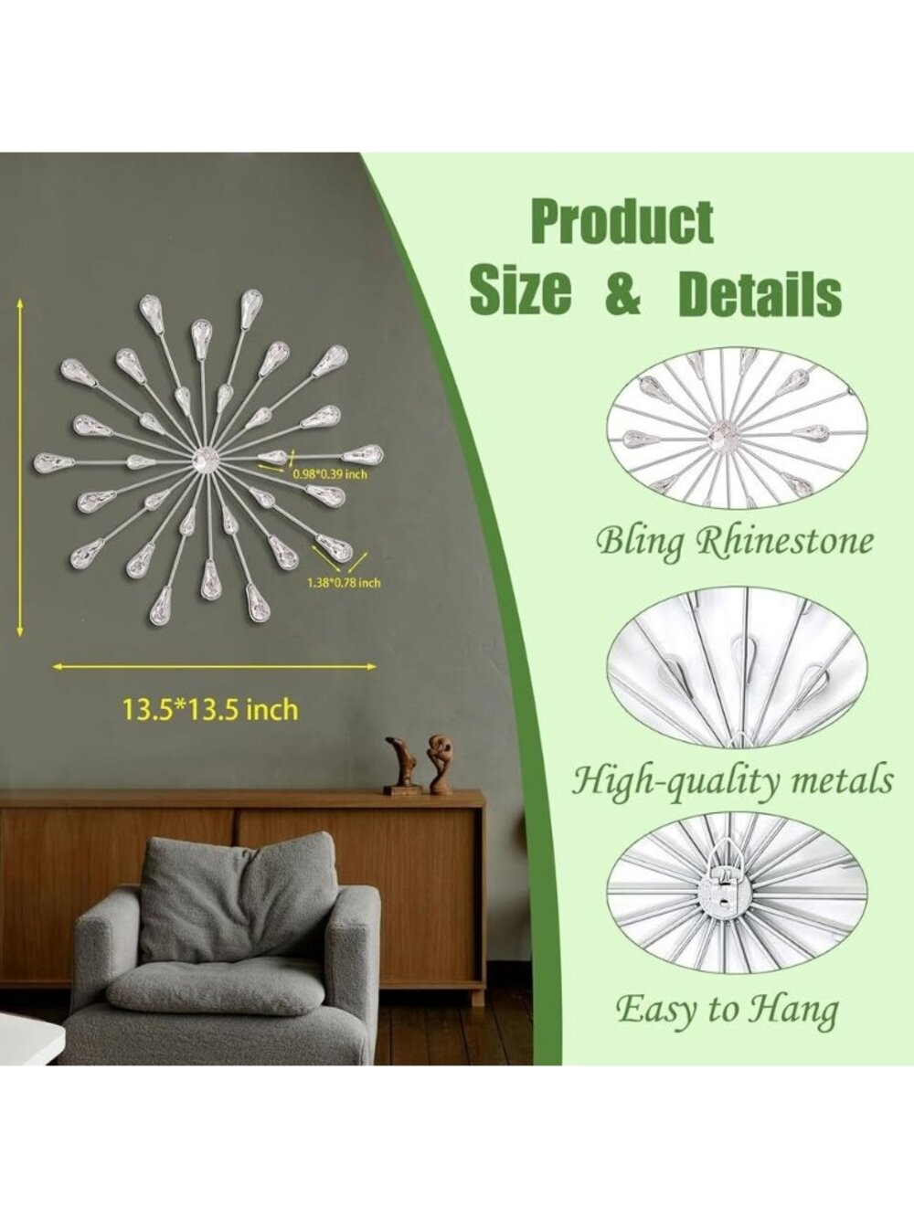 Silver Rhinestone Wall Art - Picture 4 of 6